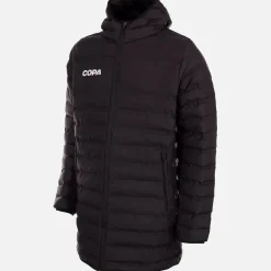 Lange Pufferjacke mit Kapuze